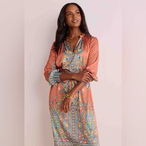 CURRENT AIR‎ Paisley Patterned MIDI Dress Rust Women’s SIZE SMALL boho